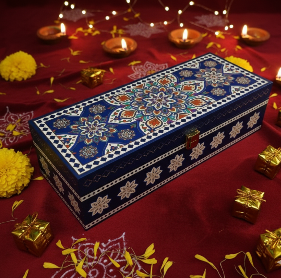 DRY FRUIT WOODEN BOX 3 JAR
