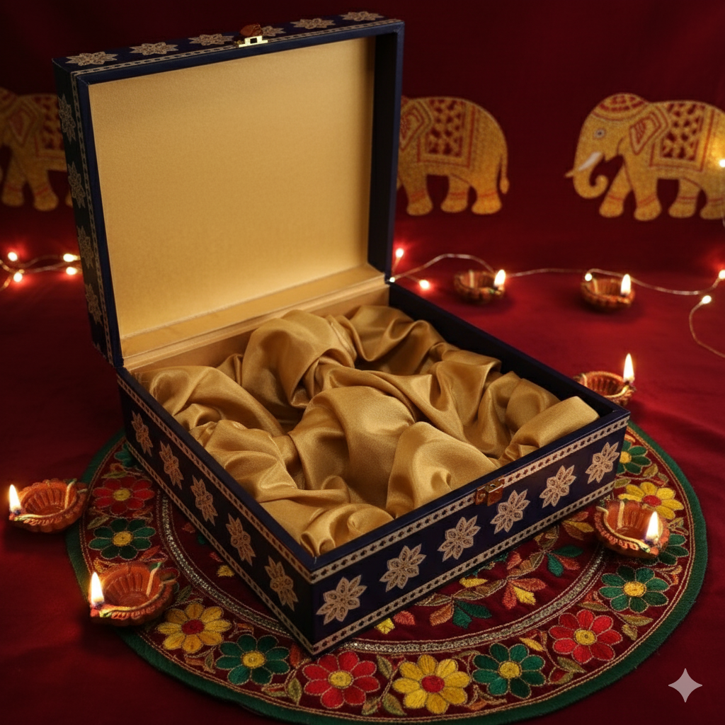 DRY FRUIT WOODEN BOX 4 JAR