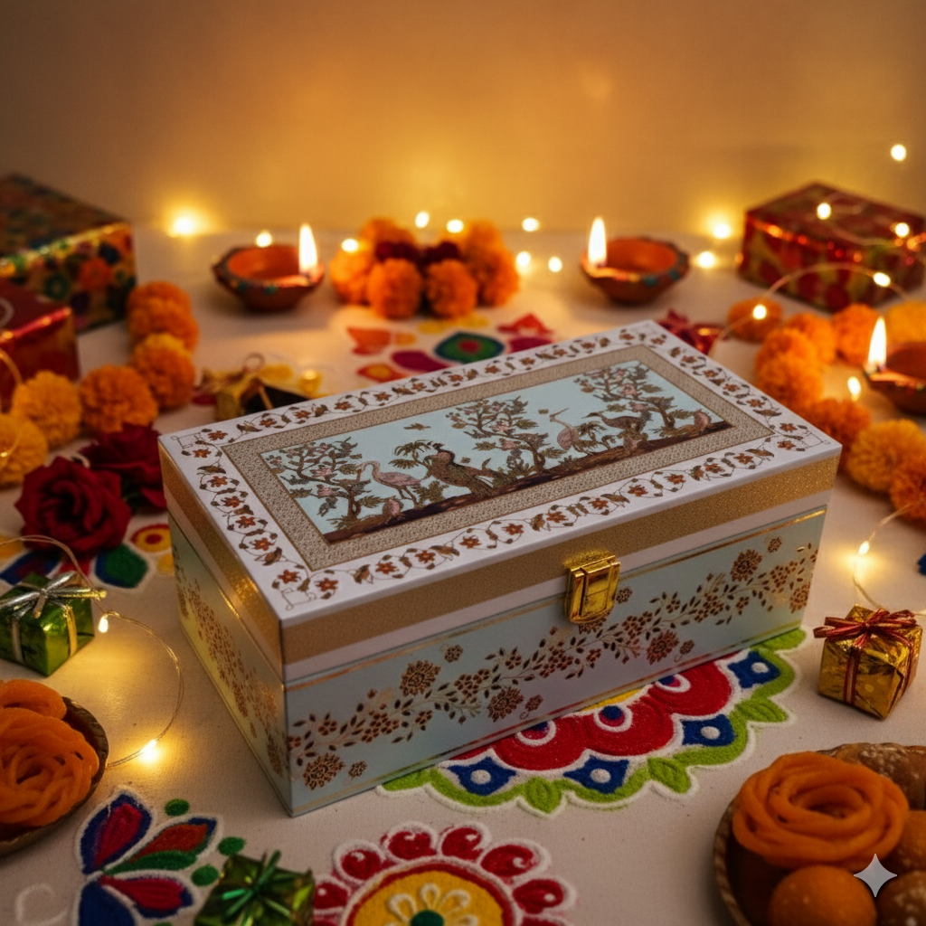 DRY FRUIT WOODEN BOX 2 JAR