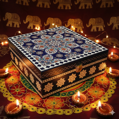 DRY FRUIT WOODEN BOX 4 JAR