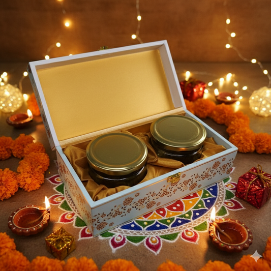 DRY FRUIT WOODEN BOX 2 JAR